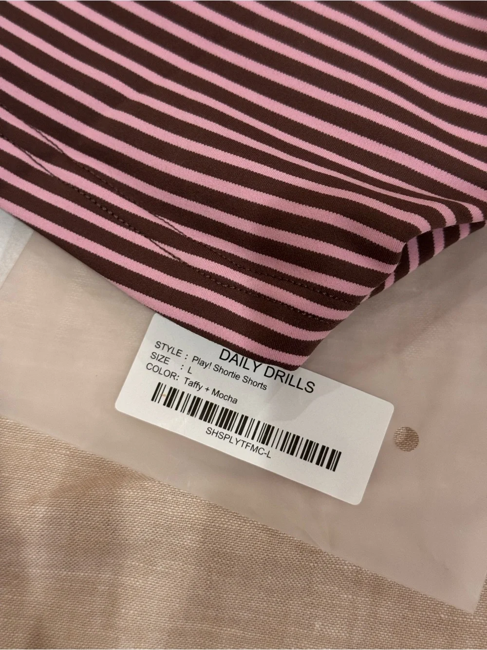 Daily Drills Pink and Brown Striped Bike Shorts